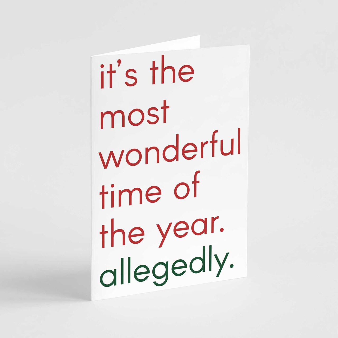 Sarcastic Christmas Card - 24-Pack Holiday Greeting Cards with “It’s the Most Wonderful Time of the Year. Allegedly.” Design, Perfect for Sharing Humorous Merry Christmas Wishes, Blank Inside for Personal Messages Funny and Playful Festive Stationery